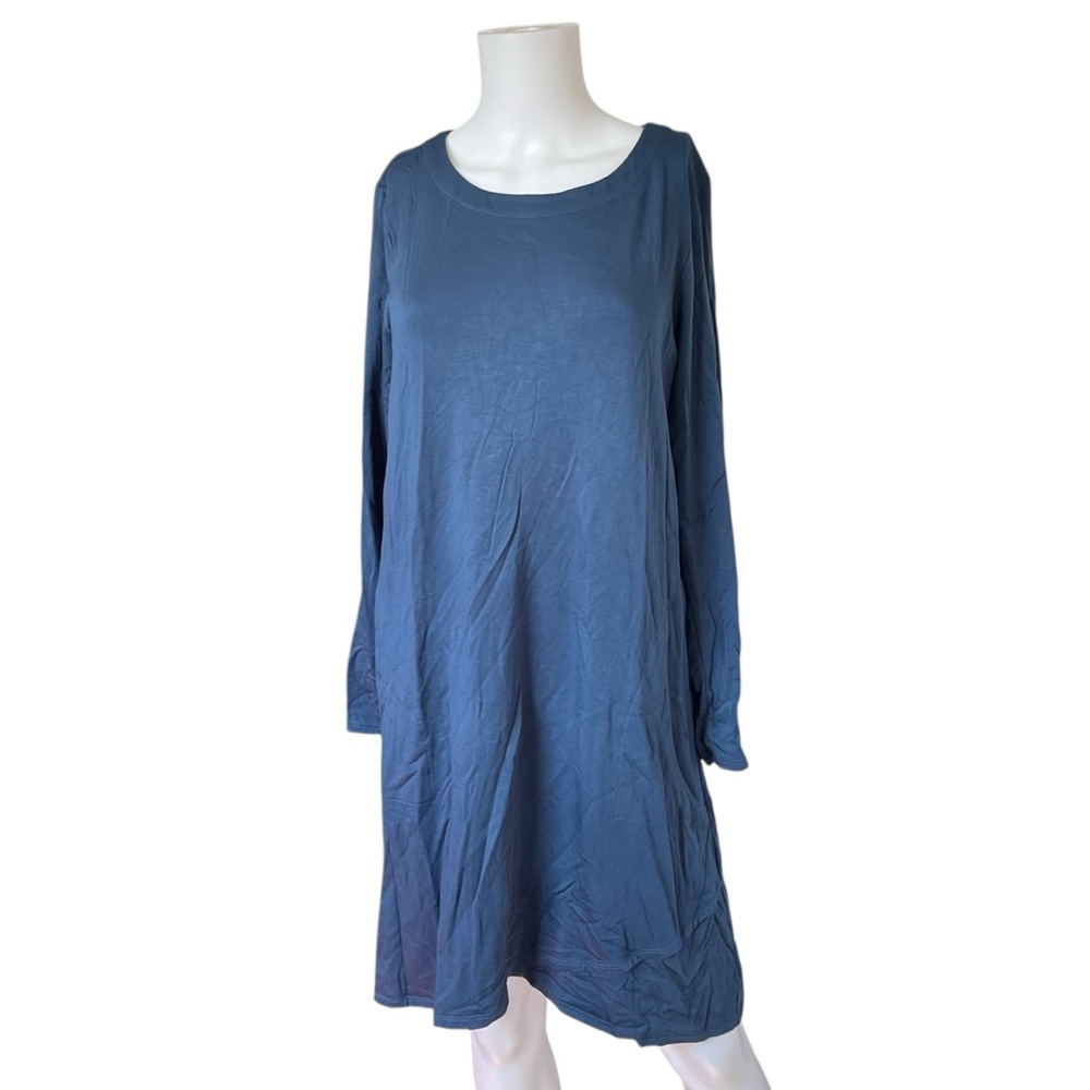 J Jill PureJill Blue Fleece Lined Dress Long Sleeve Knit Size Medium M